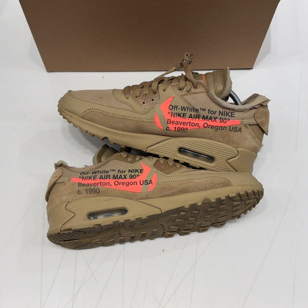 Nike Air Max 90 Off-White Desert Ore Size 10 (Lightly Worn Pre-Owned) - Image 3