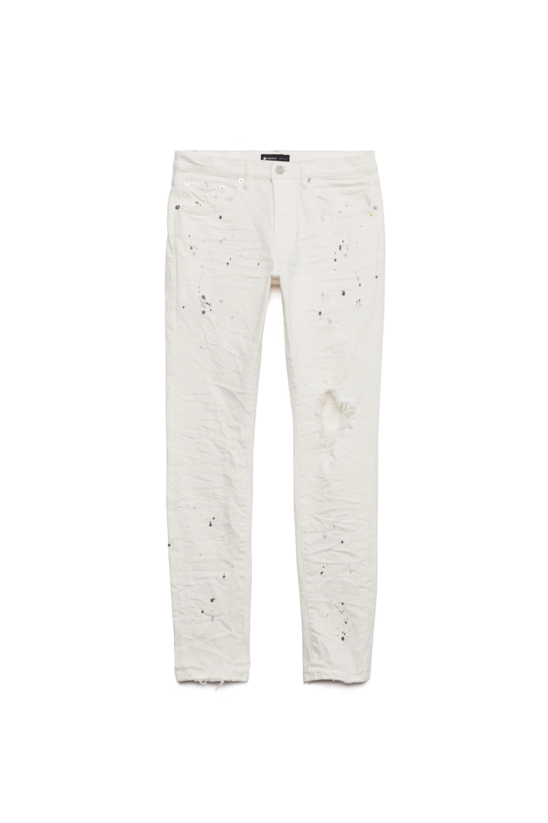 Purple Brand P001 Optic White Paint Blowout Jeans
