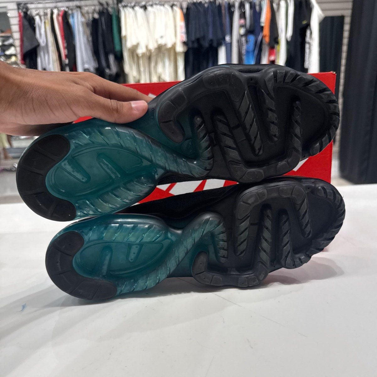 Nike Air VaporMax 2023 Flyknit Dark Smoke Grey Dusty Cactus Size 12 (VNDS Pre-Owned) - Image 5