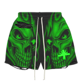Vertabrae Green Skull Shorts