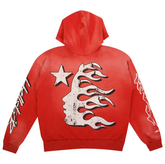 HELLSTAR STUDIOS RECORDS HOODED SWEATSHIRT RED