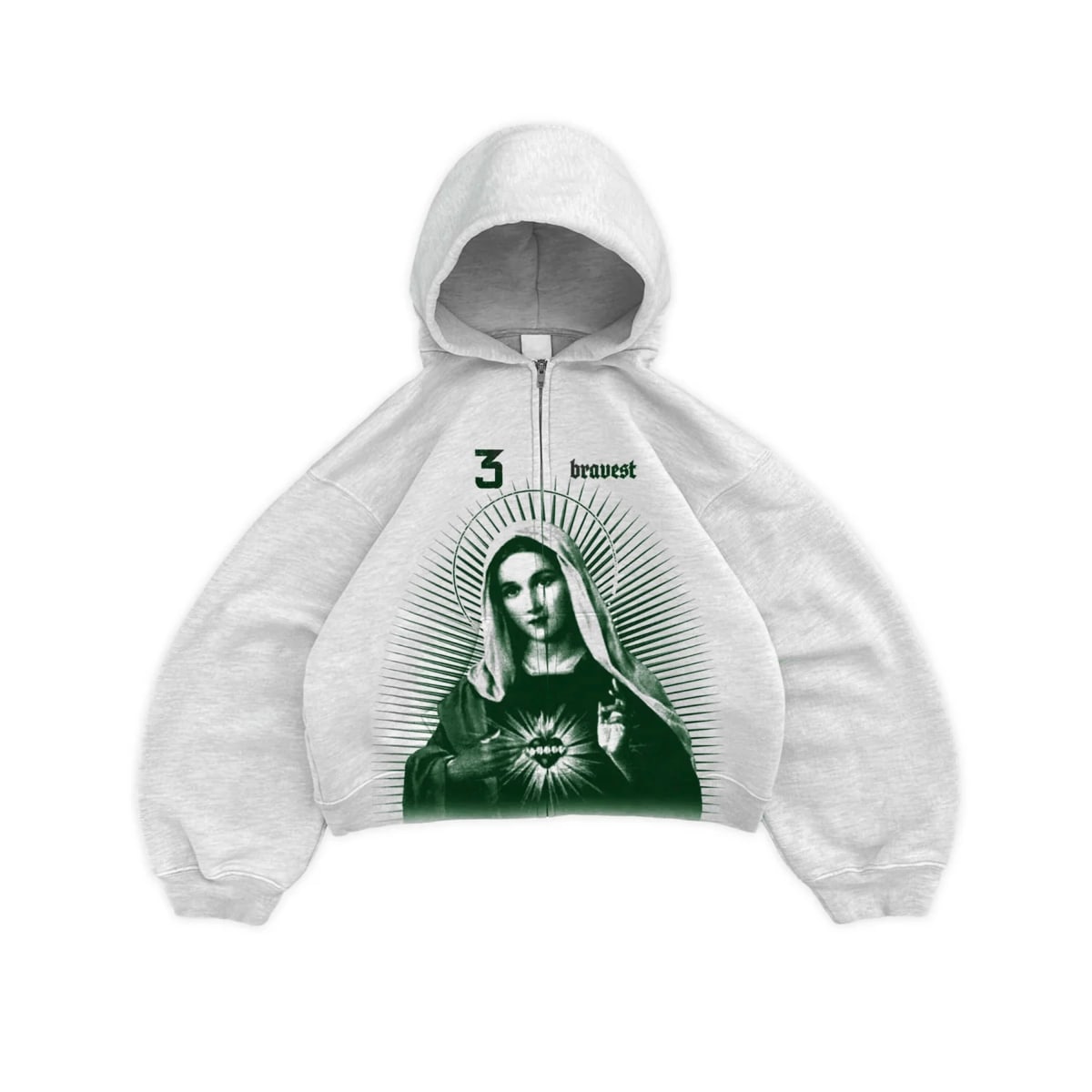 Bravest Studios Mary Zip Up Hoodie Grey