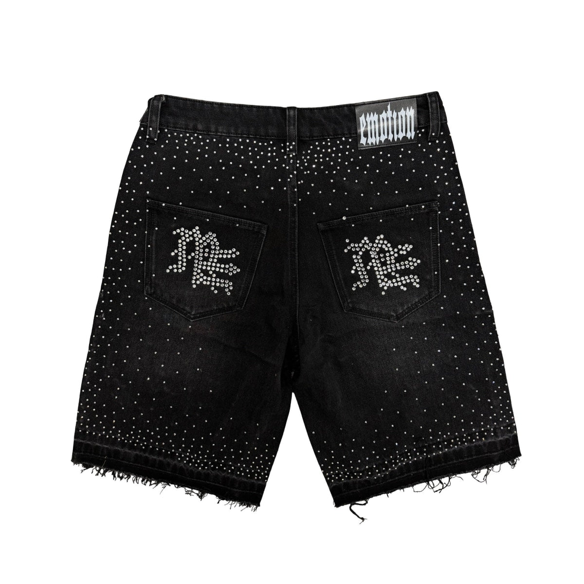 Mixed Emotion Black “ME” Rhinestone Denim Shorts - Image 2