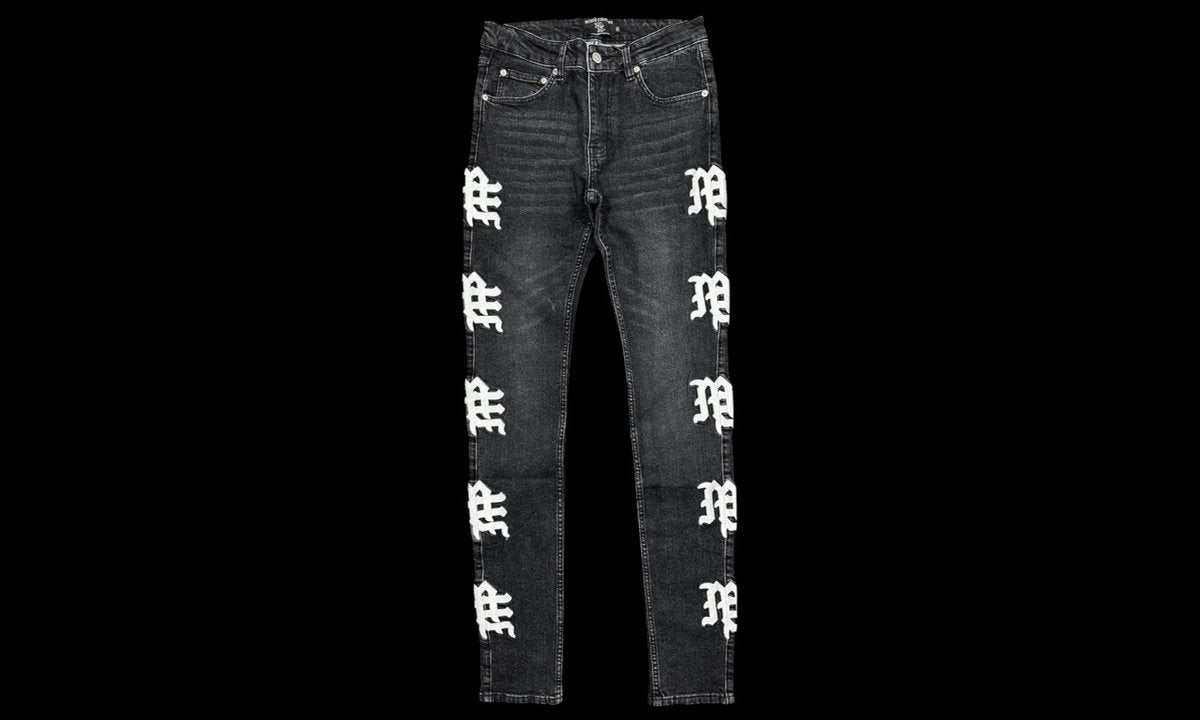 Mixed Emotion "Monogram" Black Wash Denim