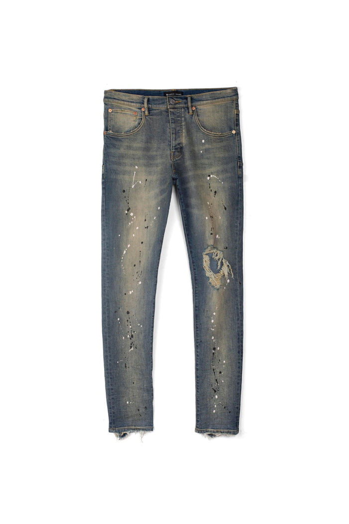 Purple Brand P002 Mid Indigo Destroyed Paint Jeans