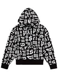 Palm Angels Broken Monogram Hoodie Black White