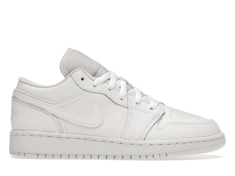 Jordan 1 Low Triple White Tumbled Leather (GS)