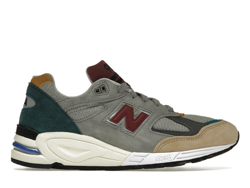 New Balance 990v2 Grey Green Maroon