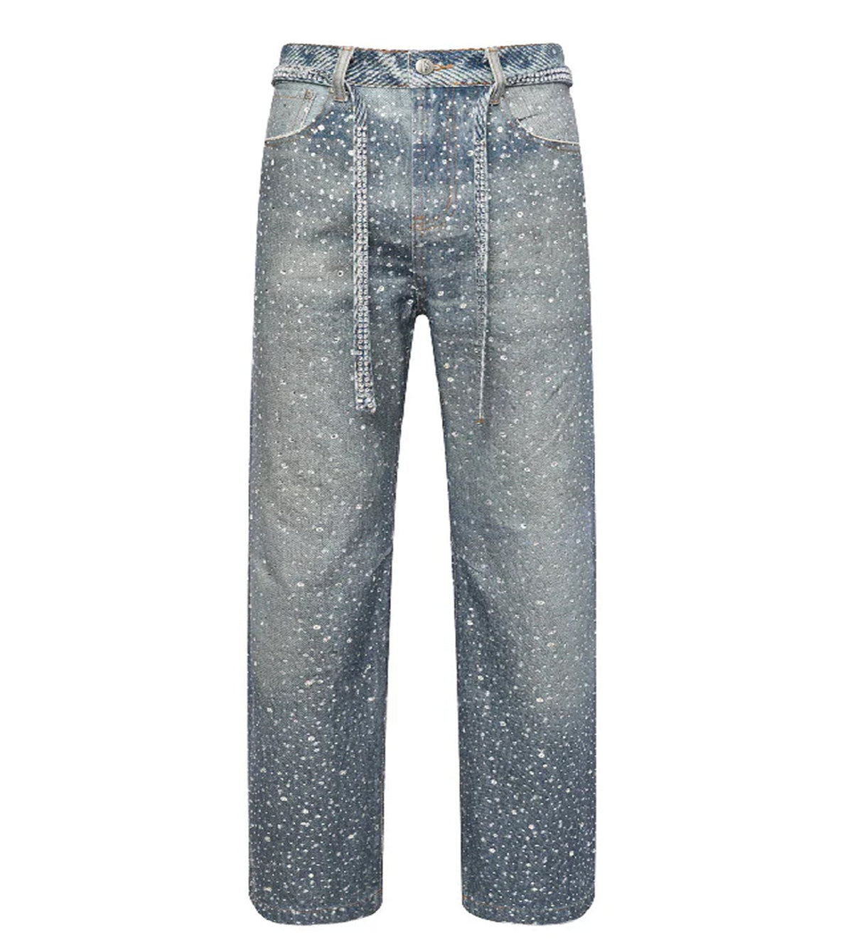 Birth of Royal Child Blue 3D 20K Swarovski Diamond Boro Denim Pants