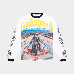 GODSPEED Long Lonely Road Long Sleeve T-shirt (White/Black)