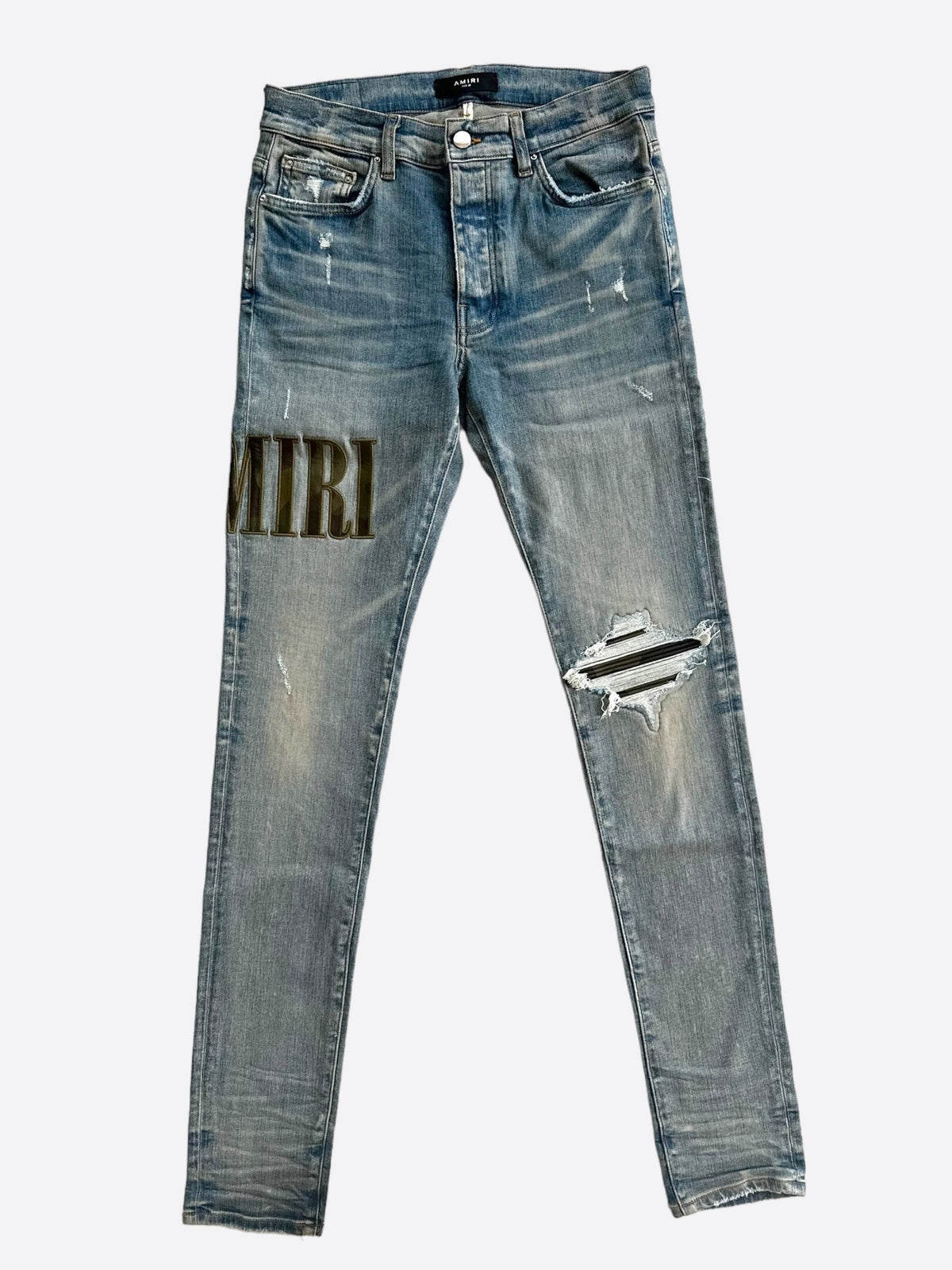 Amiri Indigo Camouflage Core Applique Logo Jeans