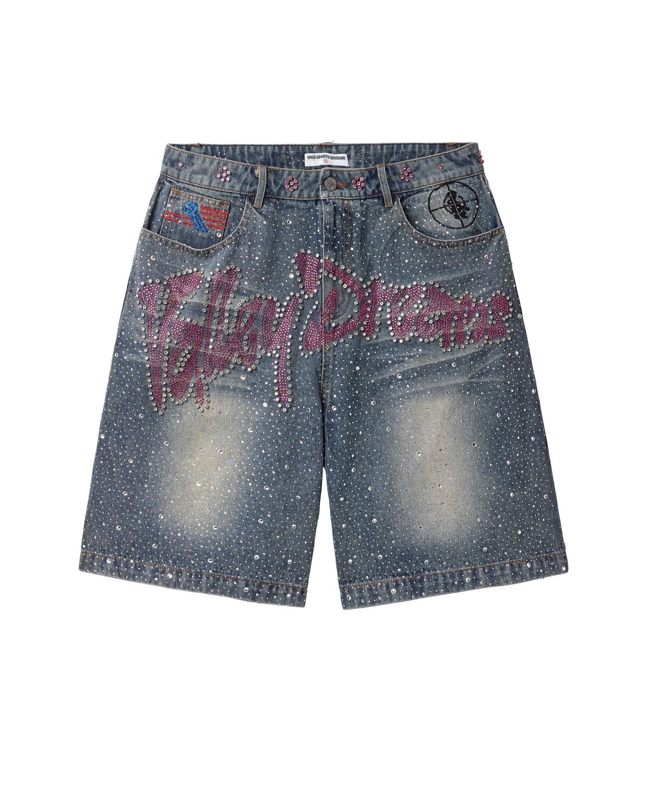 Vale Forever Iced Out Jean Shorts Light Wash