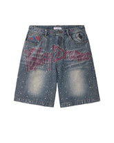Vale Forever Iced Out Jean Shorts Light Wash
