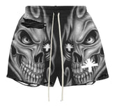 Vertabrae Skull Storm Distressed Shorts Black