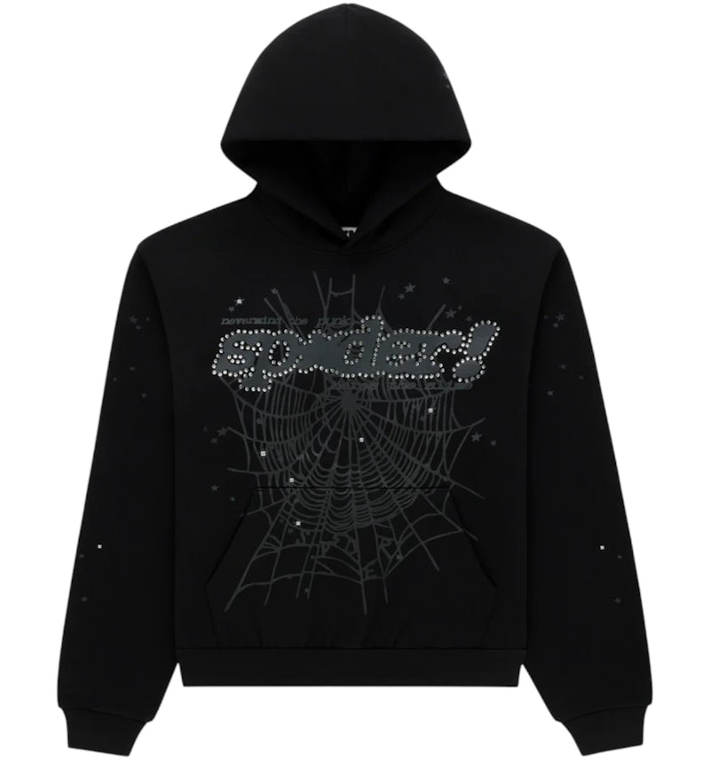 Sp5der Rhinestone Punk V2 Hoodie Black