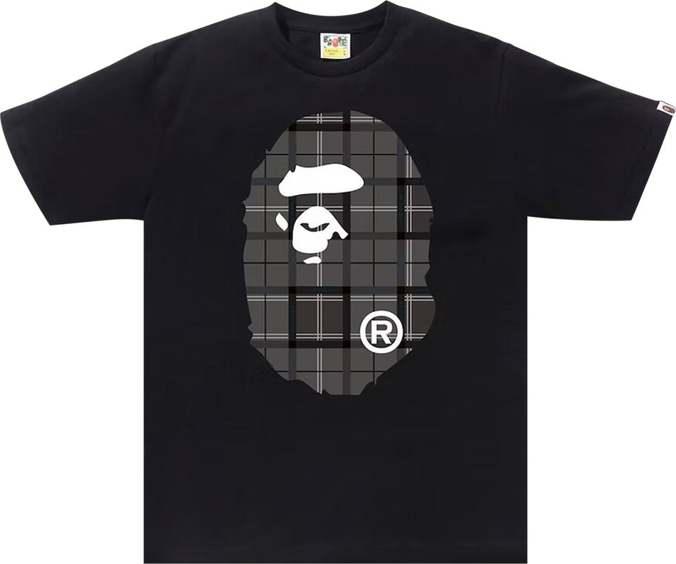 BAPE Logo Check Big Ape Head Tee Black/Black