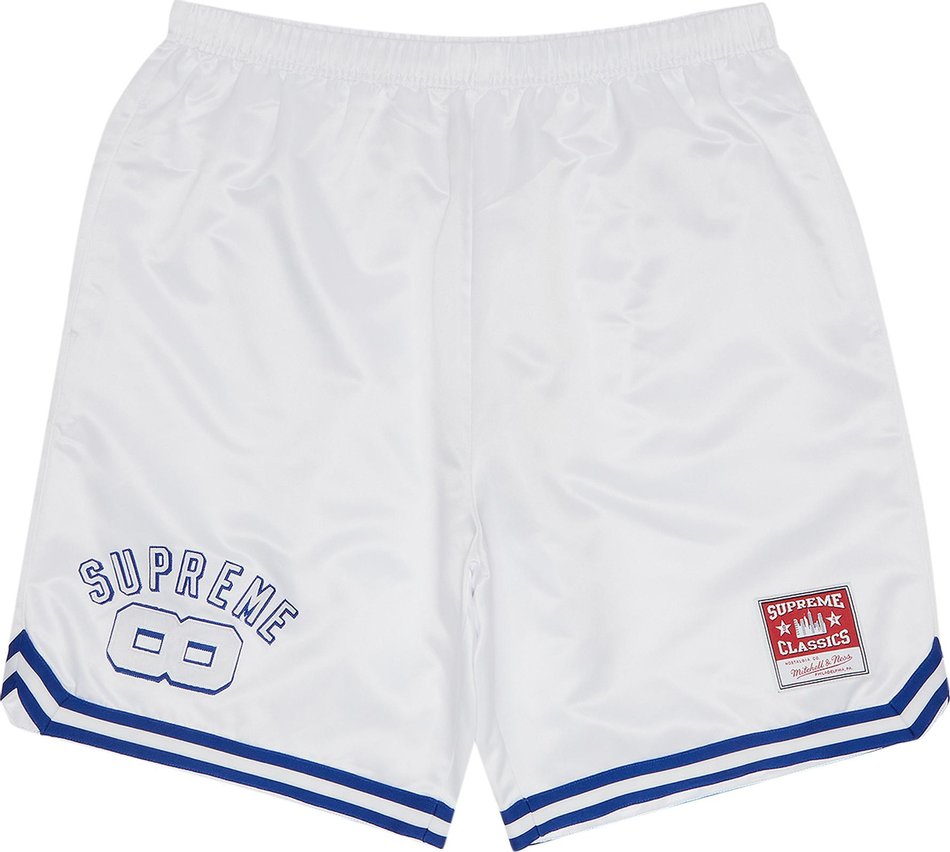 Supreme Mitchell & Ness Satin Basketball Short White