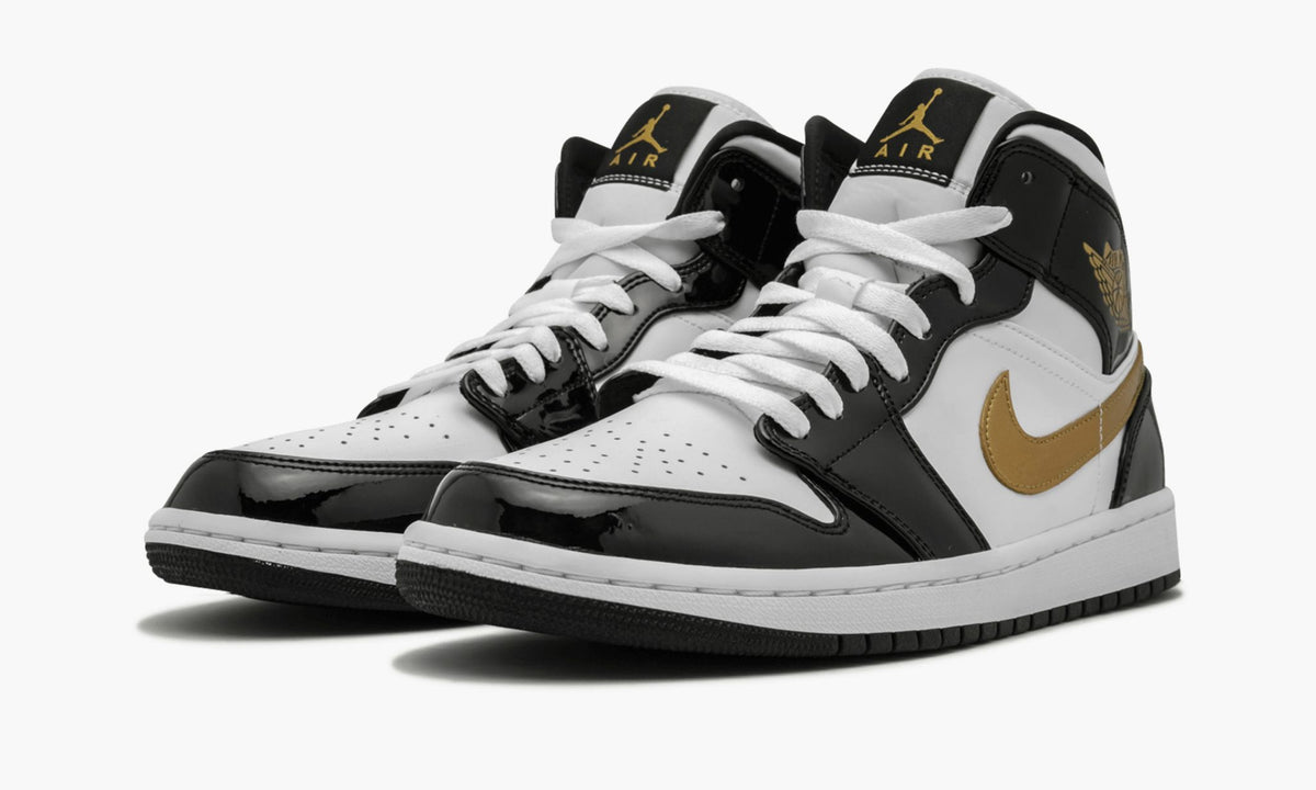 Air Jordan 1 Mid "Patent Black White Gold"