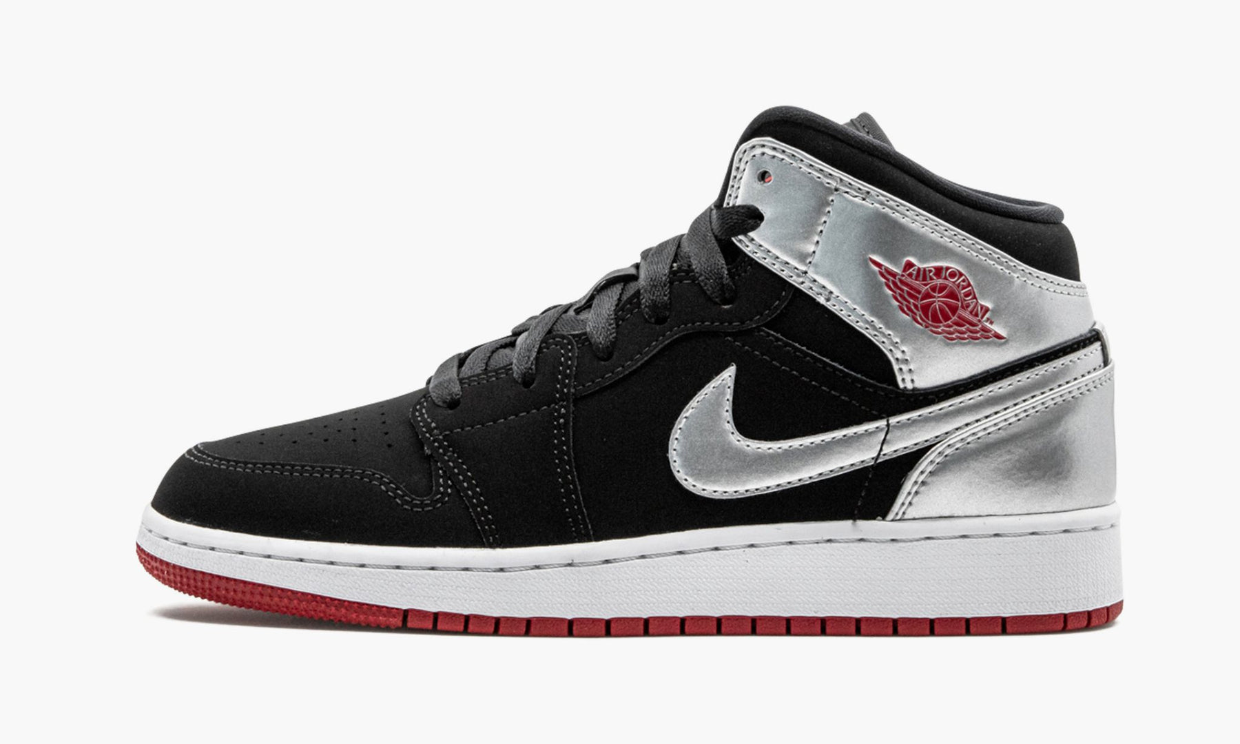 Air Jordan 1 Mid Black Red Silver (GS)