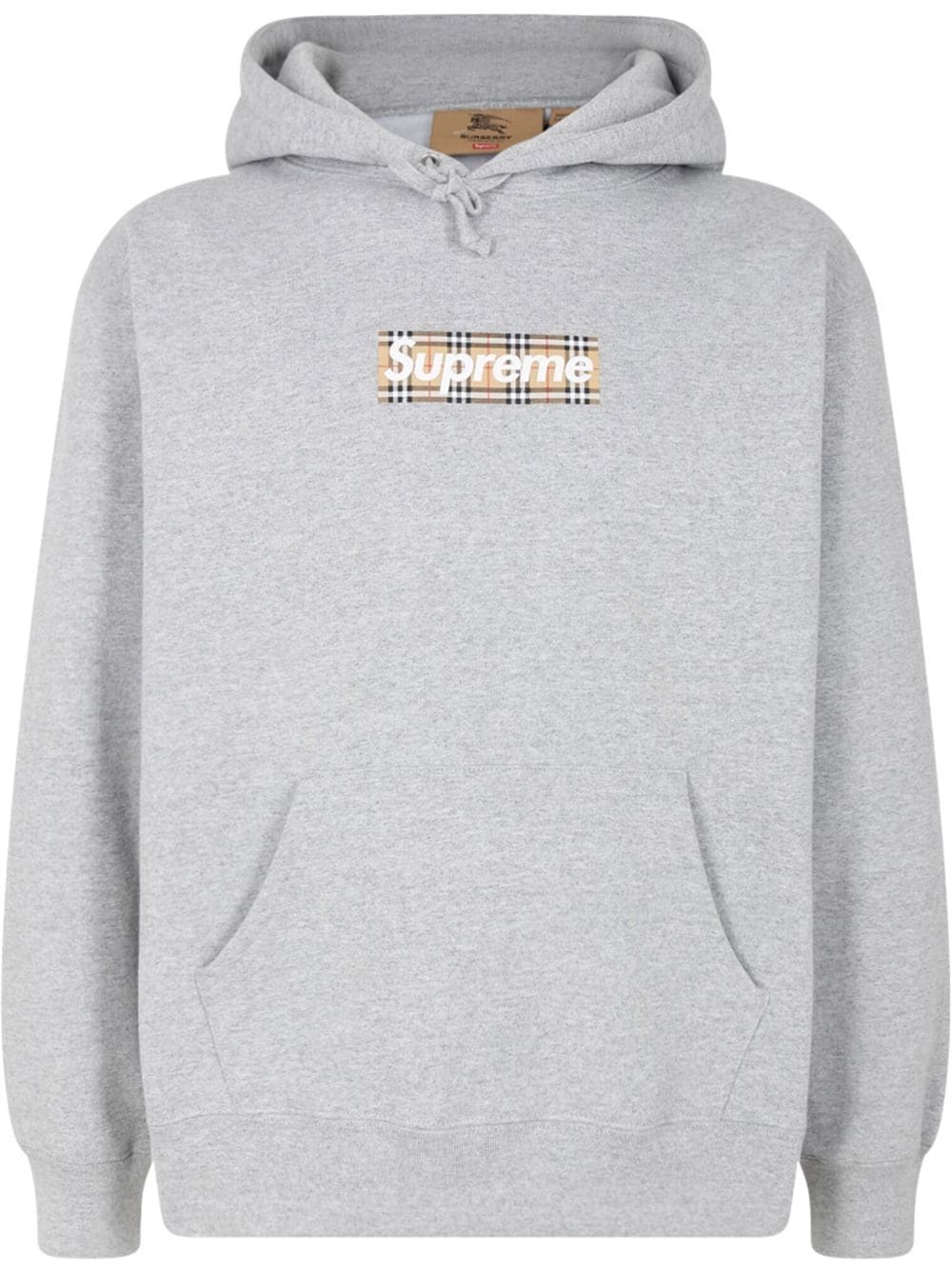 Supreme Burberry Box Logo Hooded Sweatshirt Heather Grey