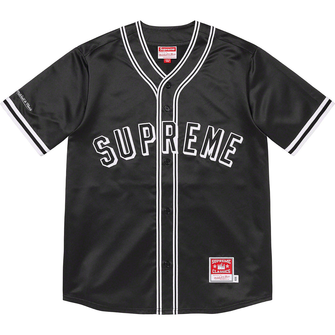 Supreme Mitchell & Ness Satin Baseball Jersey Black