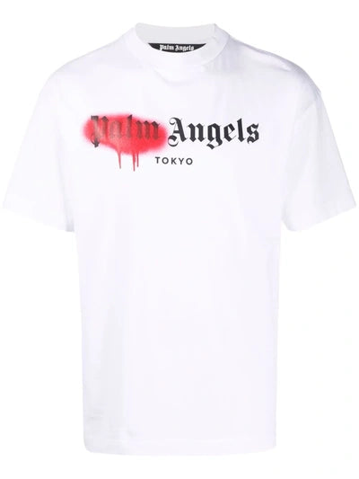 Palm Angels Tokyo Sprayed Logo Red T-Shirt White