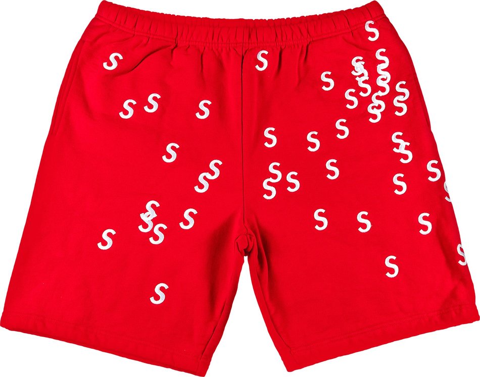 Supreme Embroidered S Sweatshort Red