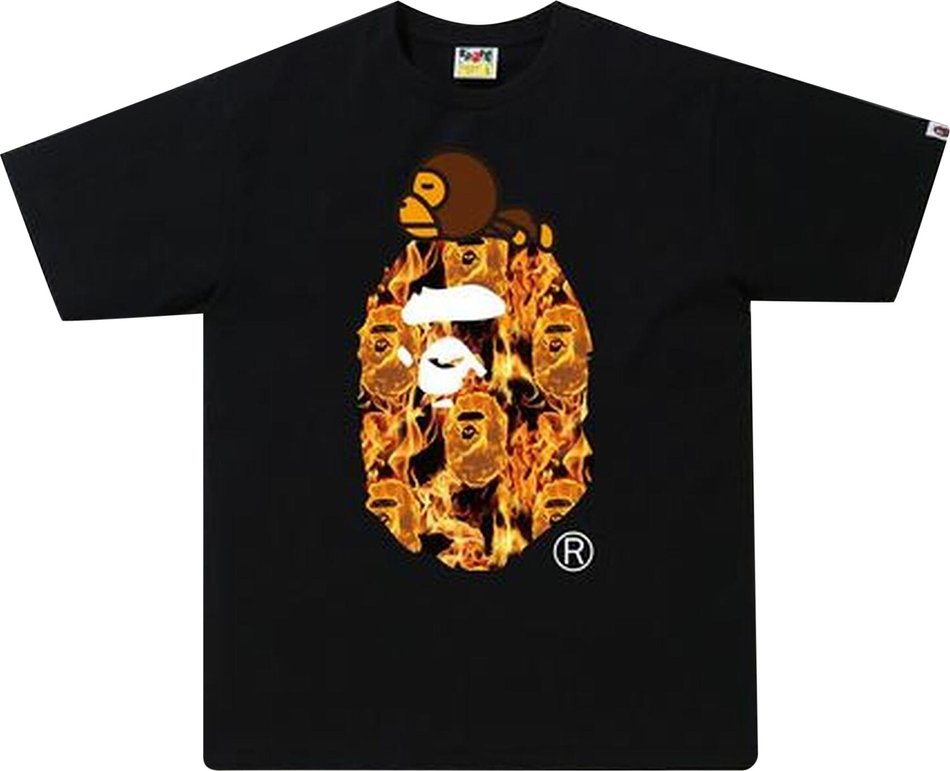 BAPE Flame Milo On Big Ape T-shirt Black/Orange