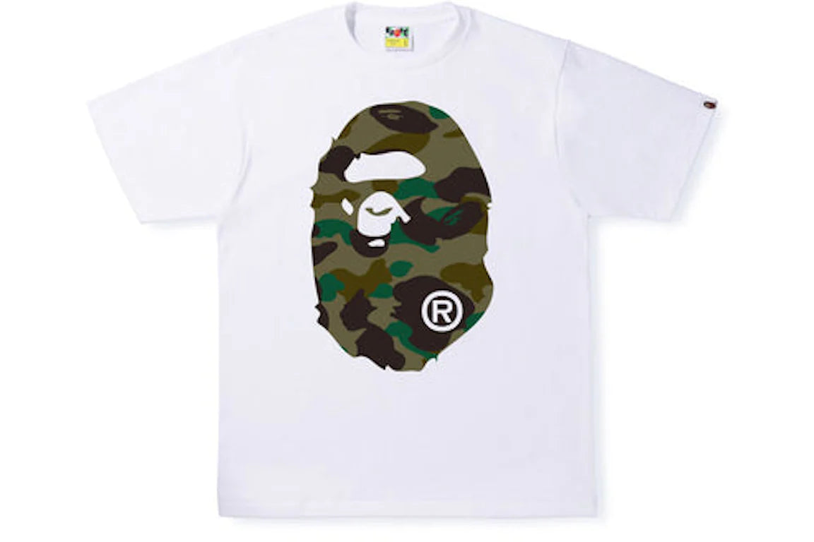 Bape 1st Camo Big Head White/Green T-Shirt