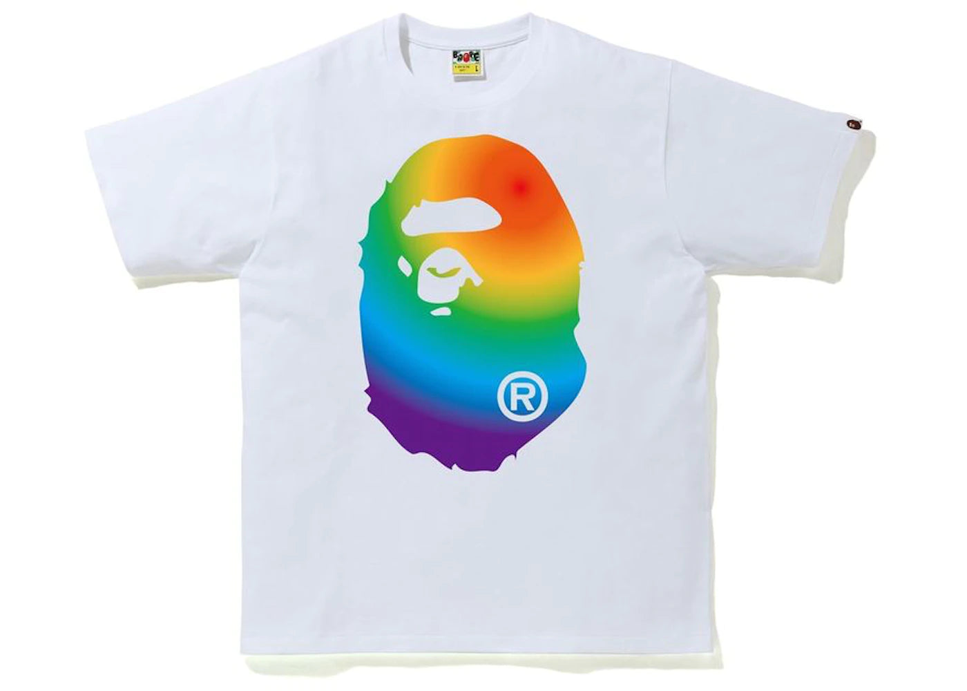 BAPE A Bathing Ape Rainbow Big Ape Head Tee White