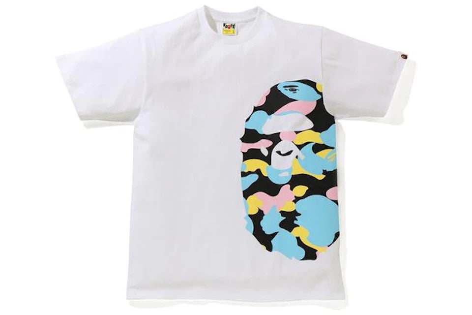 BAPE New Multi Camo Side Big Ape Head Tee White