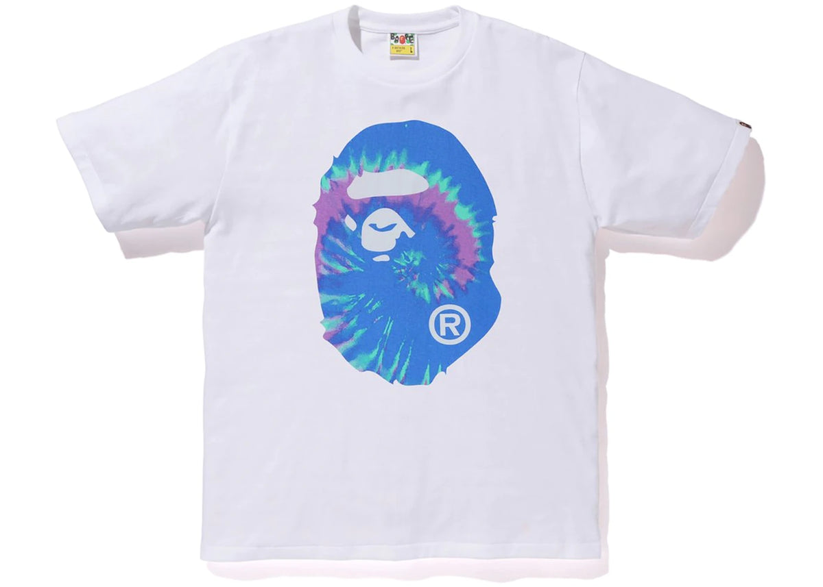 BAPE Pigment Tie Dye Big Ape Head Tee White/Blue