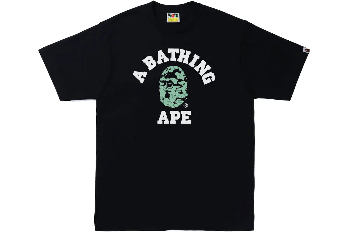 BAPE Text Code Camo College Tee Black