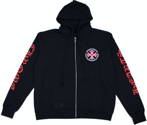 Chrome Hearts Made In Hollywood Plus Cross Zip Up Hoodie Black/Red