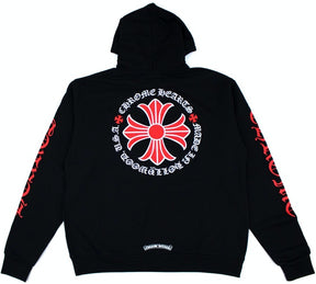 Chrome Hearts Made In Hollywood Plus Cross Zip Up Hoodie Black/Red