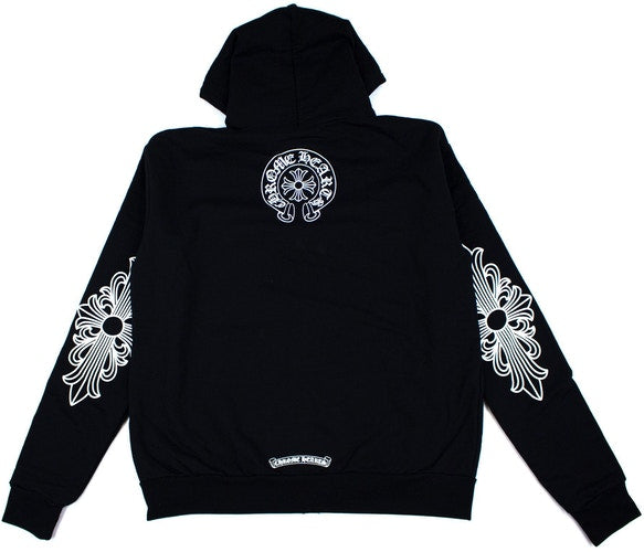 Chrome Hearts Single Floral T Logo Zip Up Hoodie Black