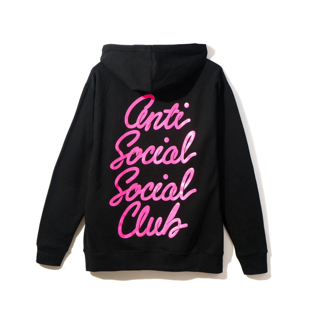 Anti Social Social Club Cursive Black Pink Hoodie