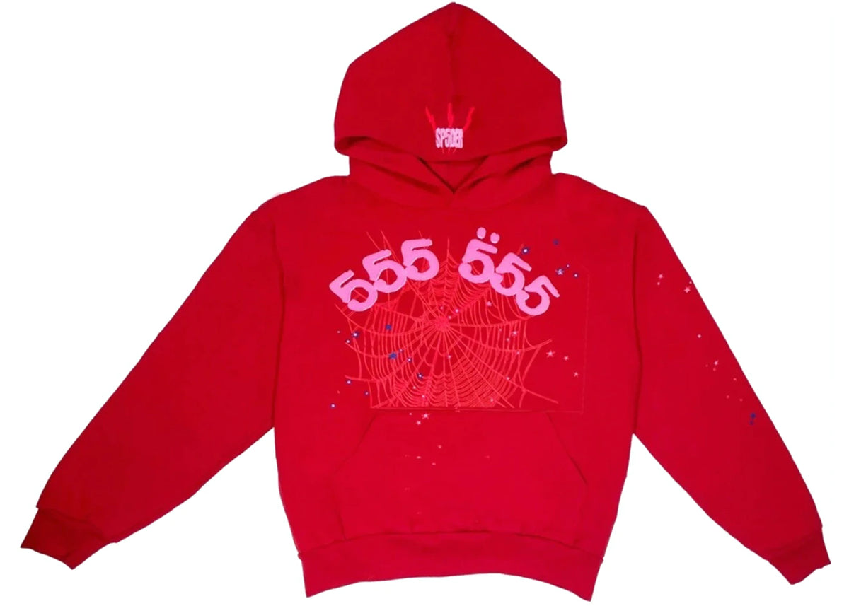 Sp5der Worldwide Angel Number 555 Hoodie Red