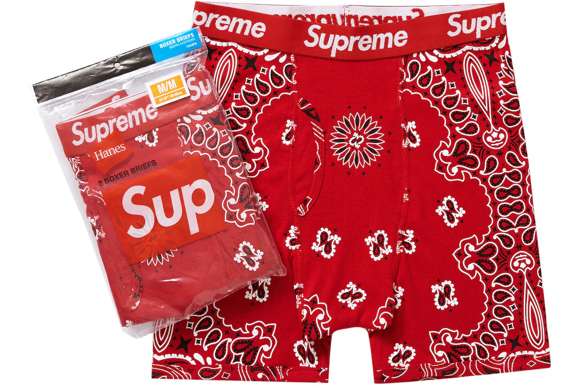 Supreme Hanes Bandana Boxer Briefs (2 Pack) Red