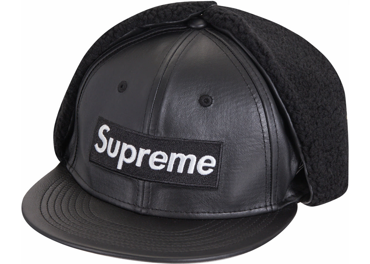 Supreme Leather Earflap Box Logo New Era Black