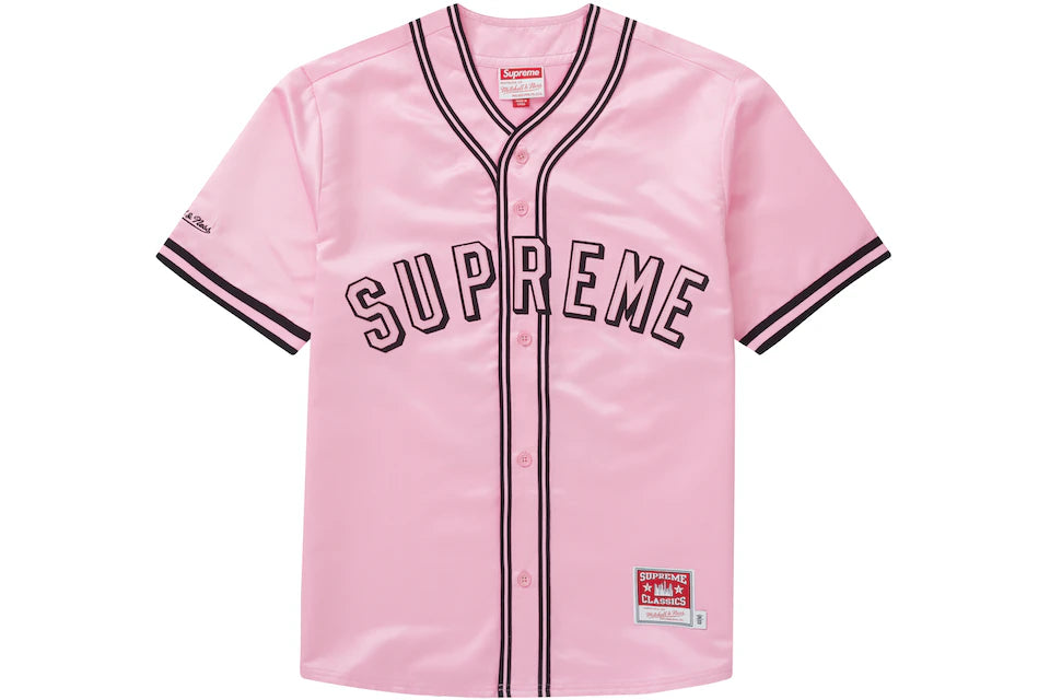 Supreme Mitchell & Ness Satin Baseball Jersey Pink