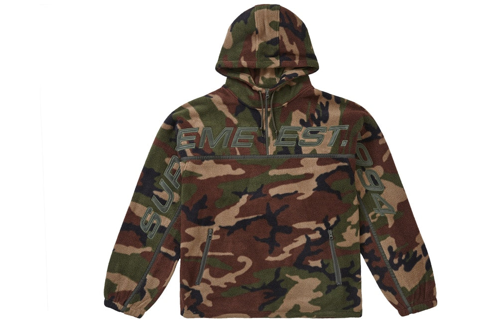 Supreme Polartec Half Zip Hooded Sweatshirt Woodland Camo