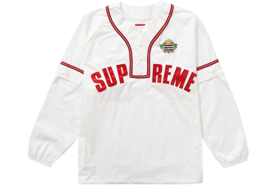 Supreme Snap-Off Sleeve L/S Baseball Top White