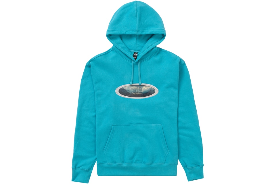 Supreme The North Face Lenticular Mountains Hooded Sweatshirt Teal