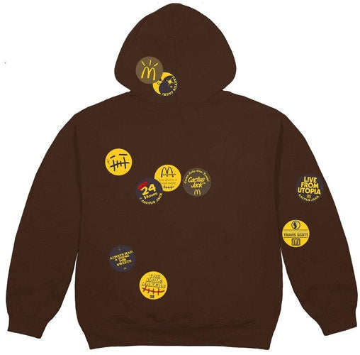 Travis Scott x McDonald's Sticker Bomb Hoodie Brown