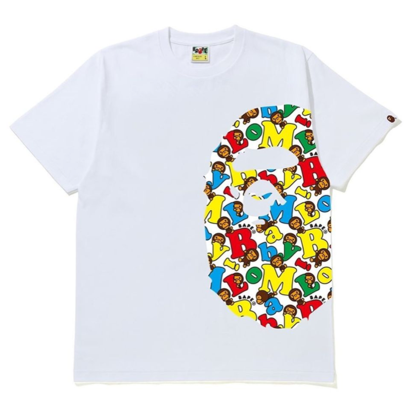 Bape Baby Milo Alphabet Side Head Tee White