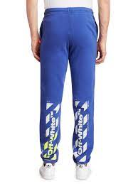 Off-White c/o Virgil Abloh Men's Blue Slim-fit Split Logo Sweatpants
