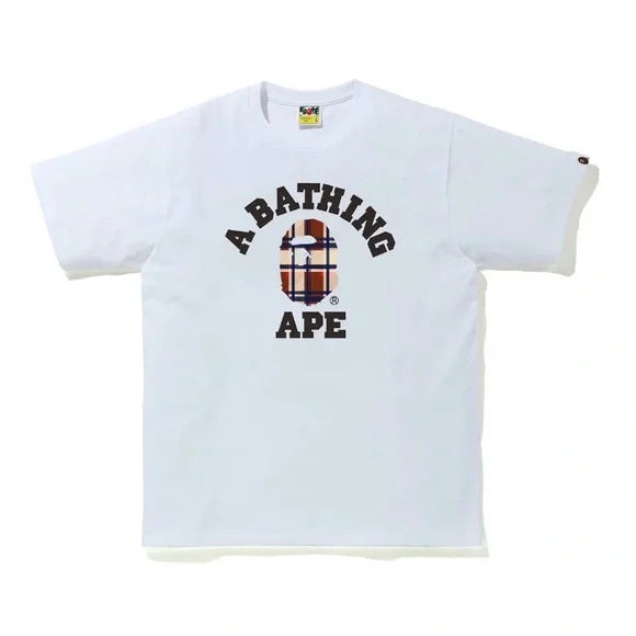 Bape College Burgundy Plaid Tee