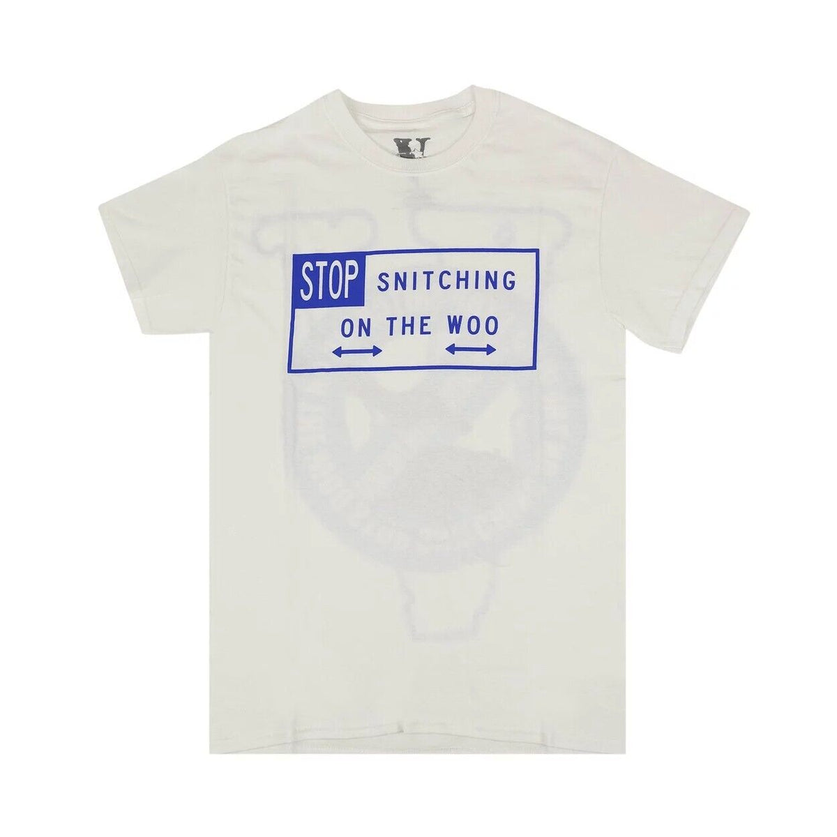 Pop Smoke x Vlone Stop Snitching T-Shirt White/Blue