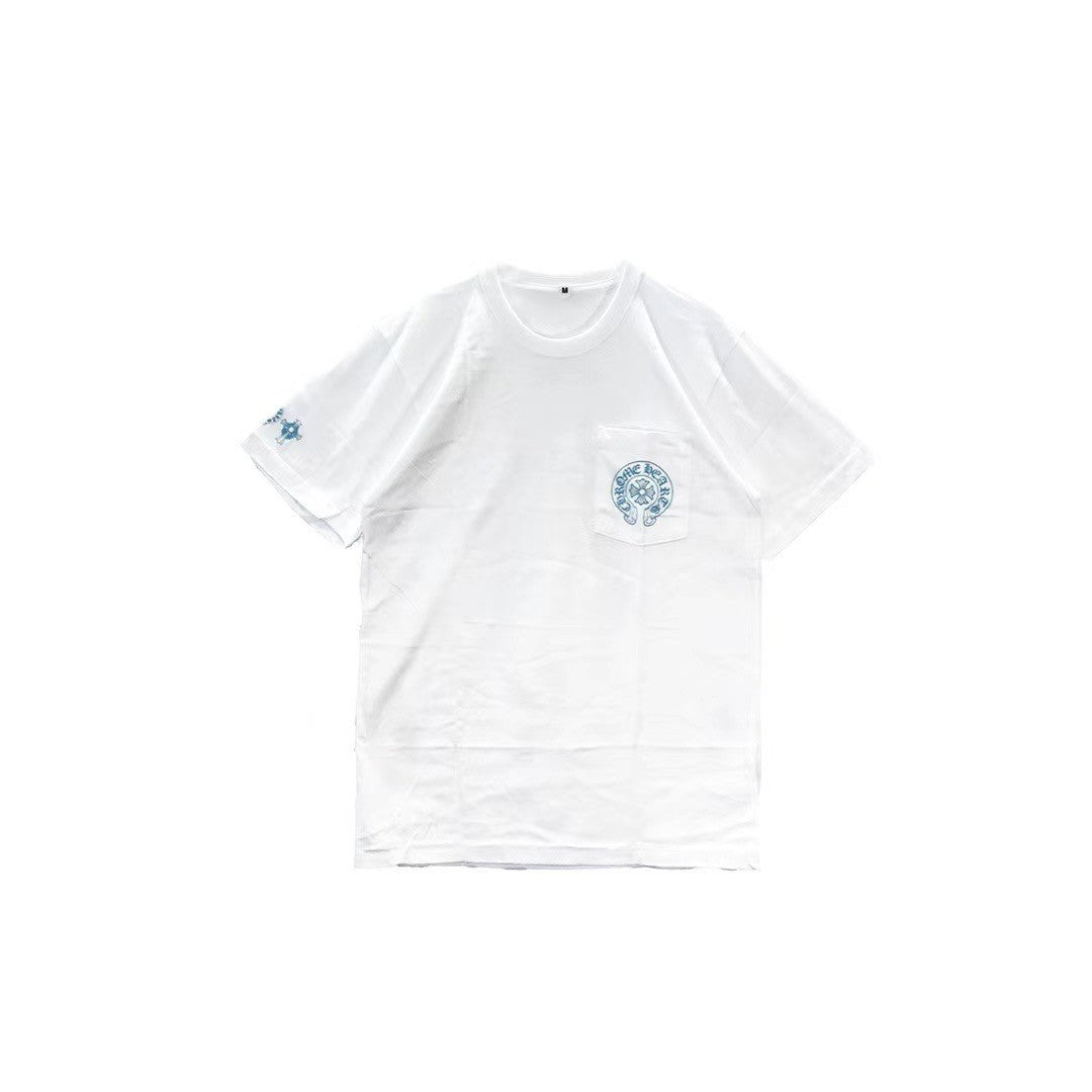 Chrome Hearts Blue Triple Cross T-Shirt White/ Blue